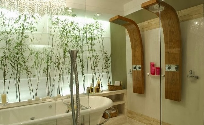 Banheiro com chuveiro duplo
