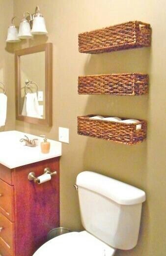 Modelos de Lavabos Pequenos para Casa -> Banheiro Decorado Com Cestas Modelos de Lavabos Pequenos para Casa -> Banheiro Decorado Com Cestas