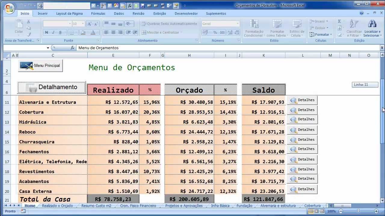 Planilha De Controle De Obra Modelos Como Fazer