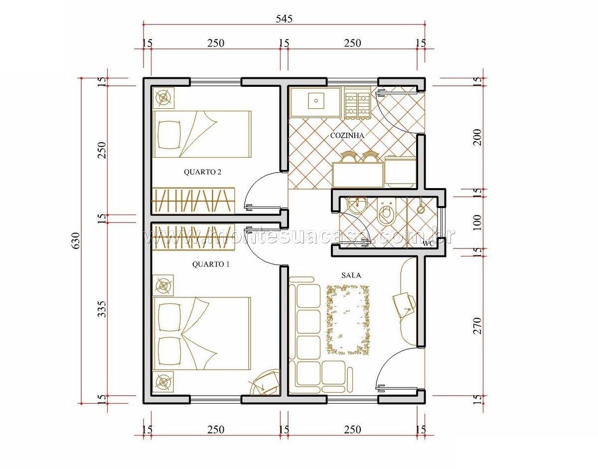 8 Modelos De Plantas De Casas Com 2 Quartos