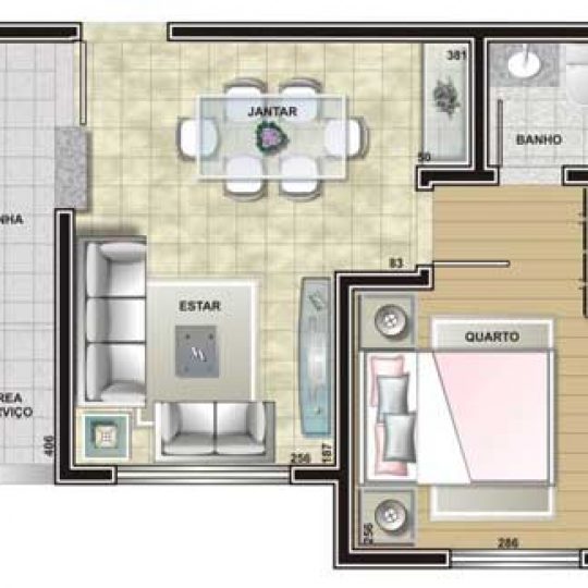 Planta de casa com um quarto