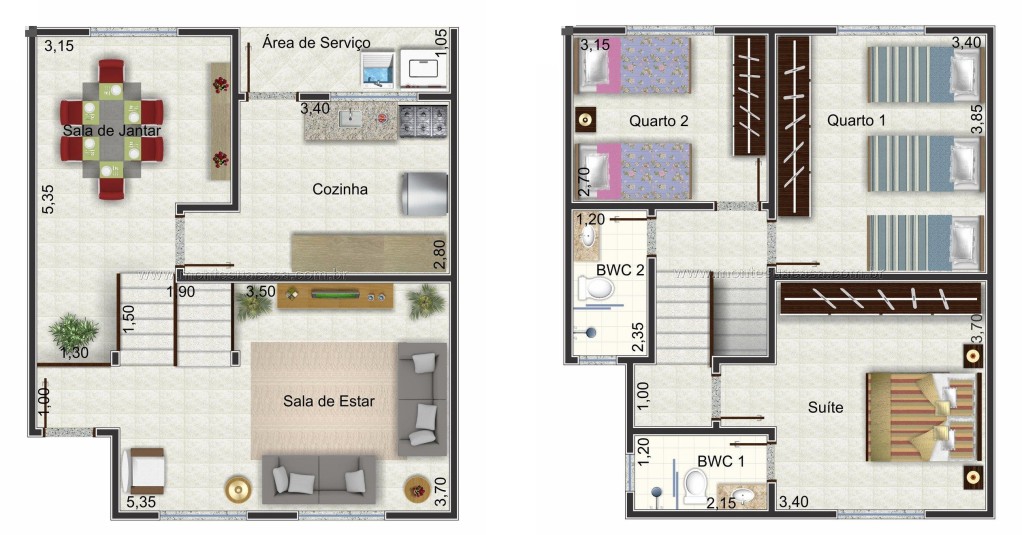 5 plantas de casas até 120m2