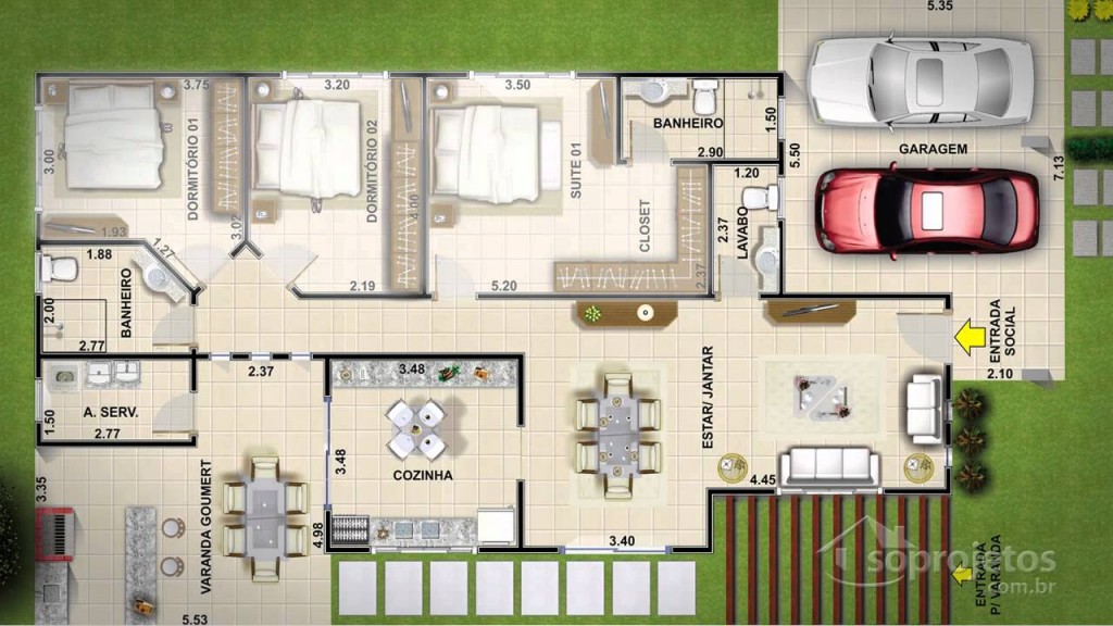 10 projetos de casas terrenas