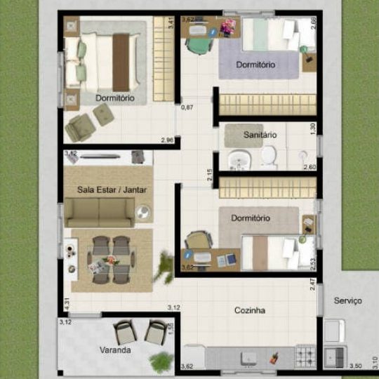 Projetos de casas simples com cômodos bem divididos 1