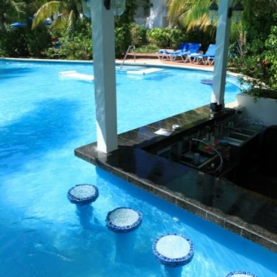 Piscina com bar e churrasqueira